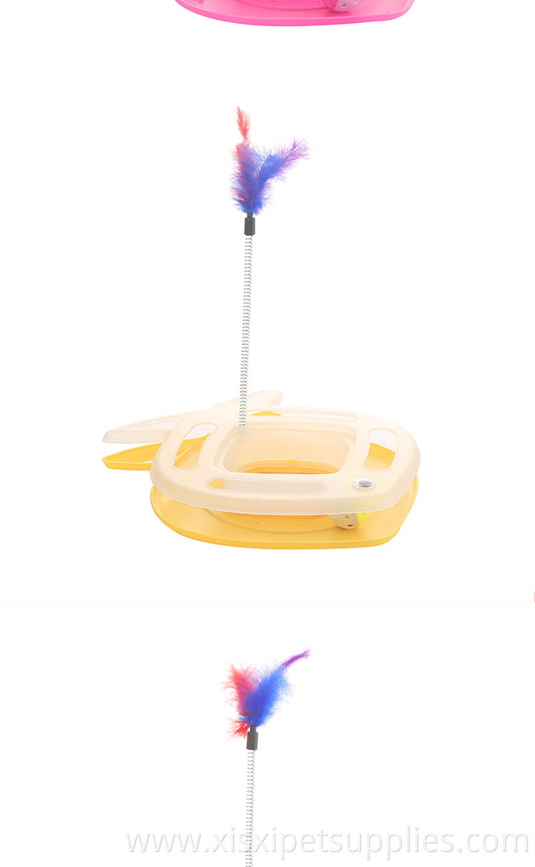 fish shape Chase Cat Play Toy feather cat amusement plate Track with Ball